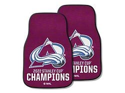 Carpet Front Floor Mats with Colorado Avalanche 2022 Stanley Cup Champions Logo; Burgundy (Universal; Some Adaptation May Be Required)