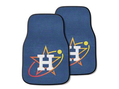Carpet Front Floor Mats with Houston Astros City Connect Logo; Blue (Universal; Some Adaptation May Be Required)