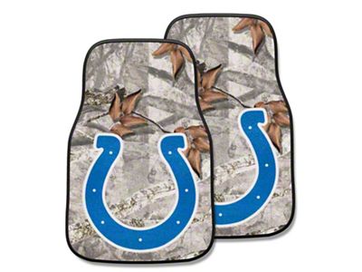 Carpet Front Floor Mats with Indianapolis Colts Logo; Camo (Universal; Some Adaptation May Be Required)