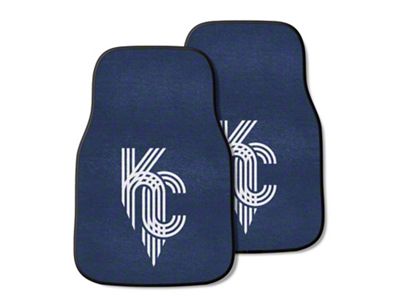 Carpet Front Floor Mats with Kansas City Royals City Connect Logo; Blue (Universal; Some Adaptation May Be Required)