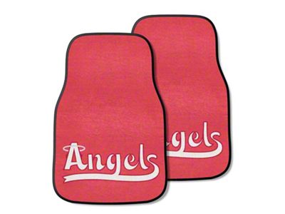 Carpet Front Floor Mats with Los Angeles Angels City Connect Logo; Red (Universal; Some Adaptation May Be Required)