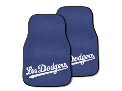 Carpet Front Floor Mats with Los Angeles Dodgers City Connect Logo; Blue (Universal; Some Adaptation May Be Required)