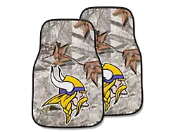 Carpet Front Floor Mats with Minnesota Vikings Logo; Camo (Universal; Some Adaptation May Be Required)