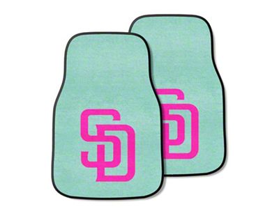 Carpet Front Floor Mats with San Diego Padres City Connect Logo; Mint (Universal; Some Adaptation May Be Required)