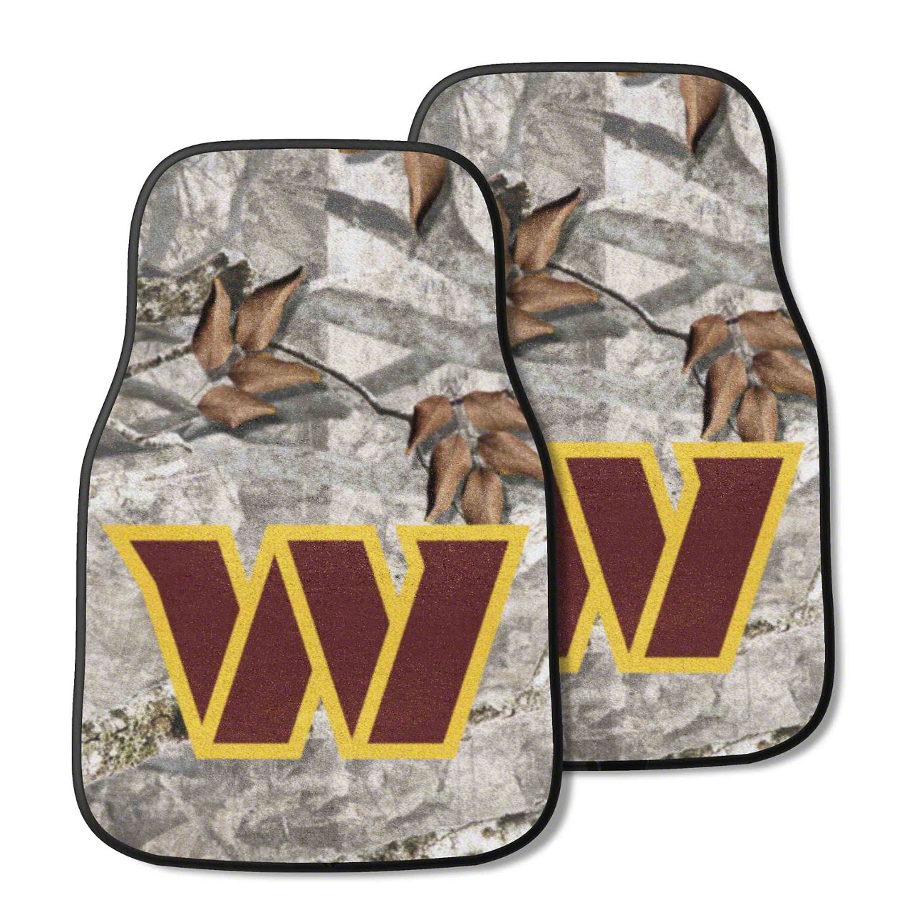 Mustang Carpet Front Floor Mats with Washington Commanders Logo; Camo ...