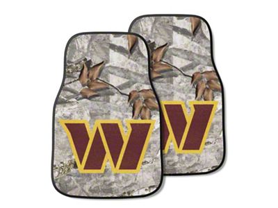 Carpet Front Floor Mats with Washington Commanders Logo; Camo (Universal; Some Adaptation May Be Required)
