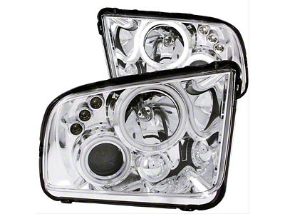 CCFL Halo Projector Headlights; Chrome Housing; Clear Lens (05-09 Mustang w/ Factory Halogen Headlights, Excluding GT500)