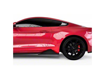 Centa Pro Style Rocker Panel Winglets; Gloss Carbon Fiber Vinyl (15-23 Mustang GT, EcoBoost, V6)
