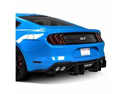 Centa VR2 Rear Diffuser; Dry Carbon Fiber Vinyl (18-23 Mustang GT; 19-23 Mustang EcoBoost w/ Active Exhaust)