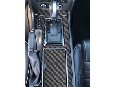 Center Console Shifter Accent Trim; Raw Carbon Fiber (10-14 Mustang w/ Automatic Transmission)