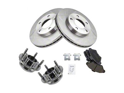 Ceramic Brake Rotor, Pad and Wheel Bearing Kit; Front (94-98 Mustang GT, V6)