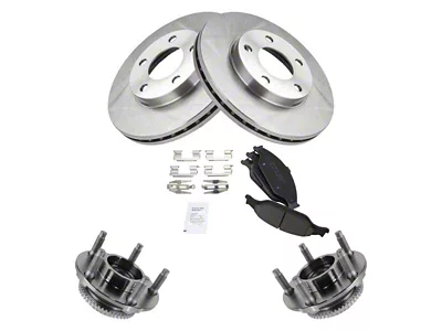 Ceramic Brake Rotor, Pad and Wheel Bearing Kit; Front (99-04 Mustang GT, V6)