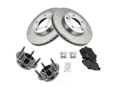 Ceramic Brake Rotor, Pad and Wheel Bearing Kit; Front (94-98 Mustang GT, V6)