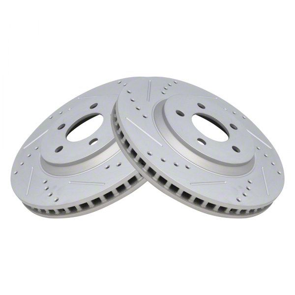 AM Autoparts Front Ceramic Brake Pad & Drilled/Slotted Rotor Kit For Mitsubishi Lancer