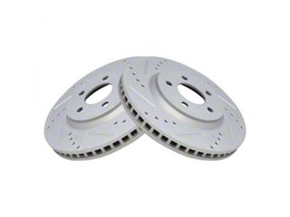 AM Autoparts Front Ceramic Brake Pad & Drilled/Slotted Rotor Kit For Mitsubishi Lancer