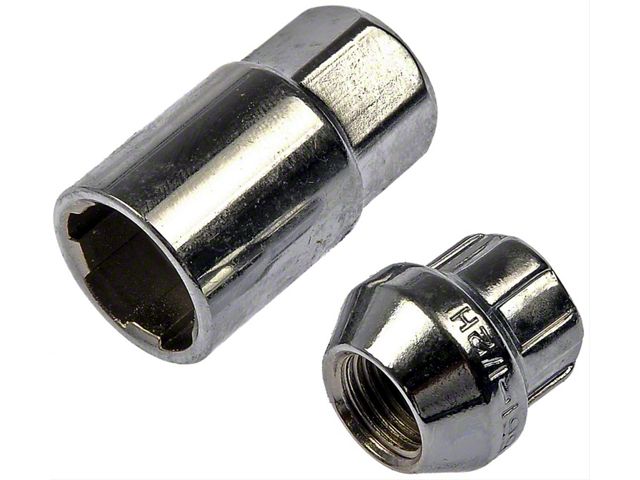 Chrome 6-Spline Bulge Wheel Lug Nut Locks; 1/2-Inch x 20; Set of 4 (79-14 Mustang)