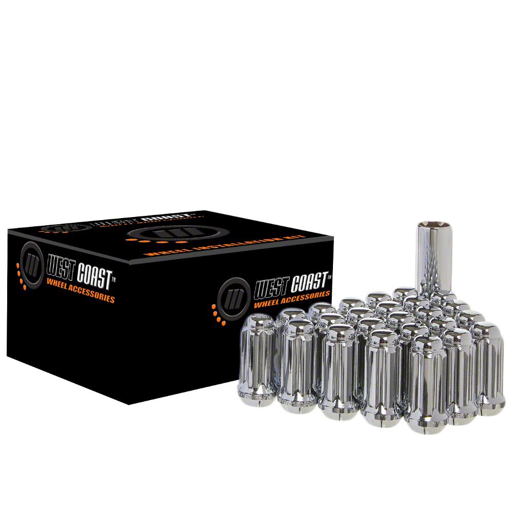 Mustang Chrome Acorn Spline Lug Nuts; 1/220Inch; Set of 24 (9414