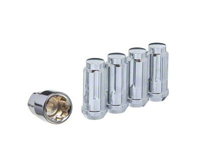 Chrome Acorn Wheel Locks; 1/2-Inch x 20-Inch; Set of 4 (94-14 Mustang)
