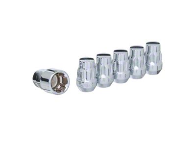 Chrome Acorn Wheel Locks; 1/2-Inch x 20; Set of 5 (94-14 Mustang)
