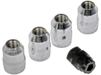 Chrome Acorn Wheel Lug Nut Lock; 1/2-Inch x 20; Set of 4 (79-14 Mustang)