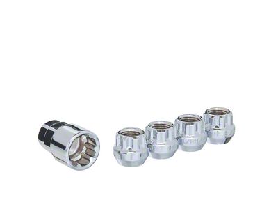 Chrome Open End Acorn Wheel Lug Lock; 1/2-Inch x 20; Set of 4 (94-14 Mustang)