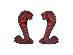 Cobra Fender Emblems; Black Chrome and Red (07-14 Mustang GT500)