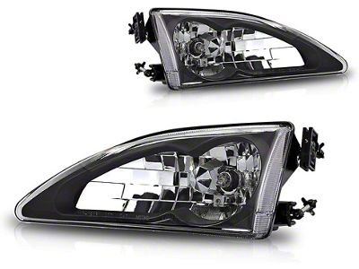 Cobra Style Headlights; Black Housing; Clear Lens (94-98 Mustang)