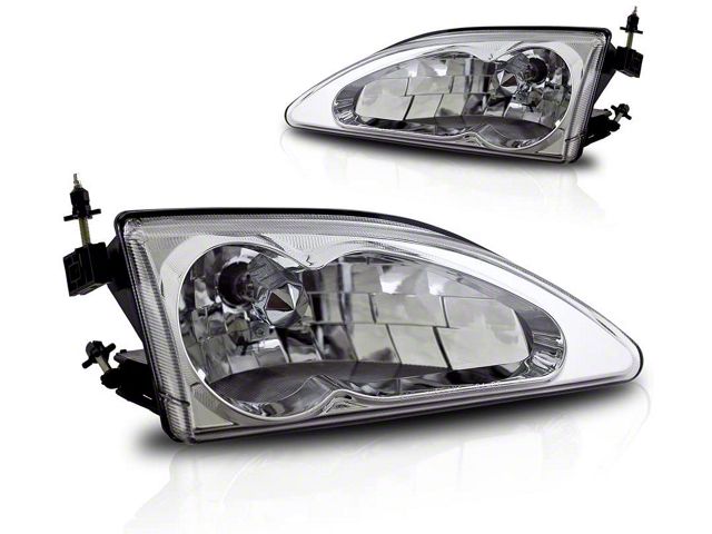 Cobra Style Headlights; Chrome Housing; Clear Lens (94-98 Mustang)