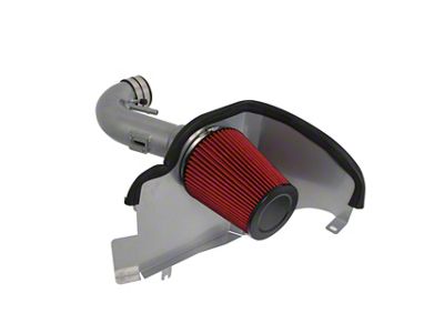 Cold Air Intake with Red Filter and Heat Shield; Gray (11-14 Mustang GT)