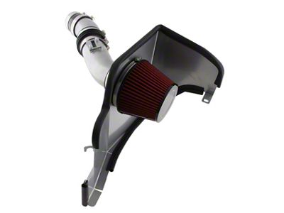 Cold Air Intake with Red Filter and Heat Shield; Gray (11-12 Mustang V6)