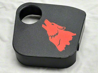 Coolant Tank Cover with Coyote Howling; Red (24-25 Mustang)