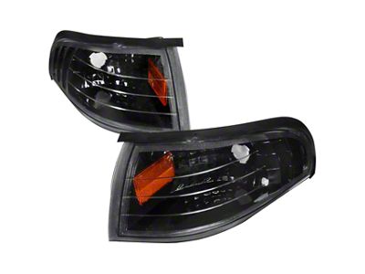 Corner Light; Turn and Parking; Crystal; Black (94-98 Mustang)