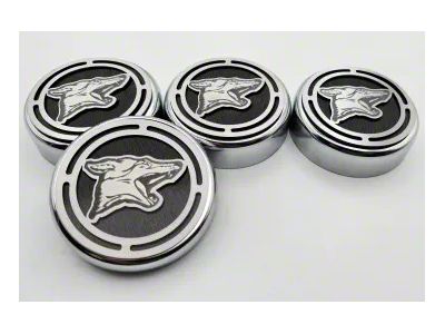 Coyote Series Fluid Cap Covers; Black Carbon Fiber (15-25 Mustang w/ Automatic Transmission)