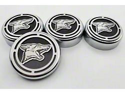 Coyote Series Fluid Cap Covers; Brushed Black (15-25 Mustang w/ Automatic Transmission)