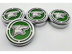 Coyote Series Fluid Cap Covers; Green Carbon Fiber (15-25 Mustang w/ Automatic Transmission)