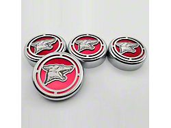 Coyote Series Fluid Cap Covers; Red Carbon Fiber (15-25 Mustang w/ Automatic Transmission)