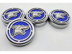 Coyote Series Fluid Cap Covers; Solid Ford Blue (15-26 Mustang w/ Automatic Transmission)