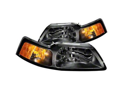 Crystal Headlights; Black Housing; Clear Lens (99-04 Mustang)