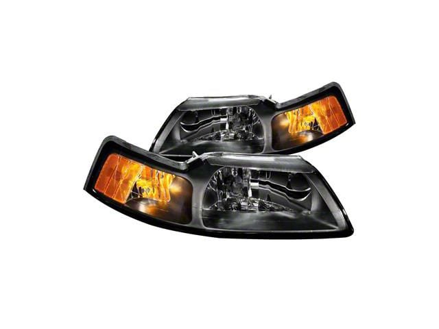 Crystal Headlights; Black Housing; Clear Lens (99-04 Mustang)