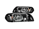 Crystal Headlights with Corner Lights; Black Housing; Clear Lens (87-93 Mustang)