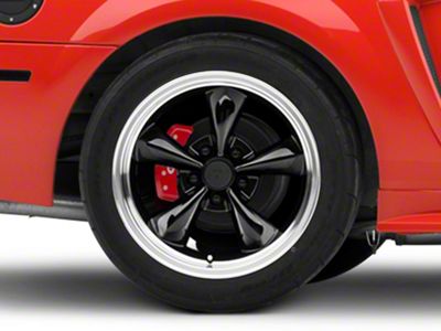 Deep Dish Bullitt Gloss Black Wheel; Rear Only; 17x10.5; 28mm Offset (99-04 Mustang)