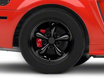 Deep Dish Bullitt Solid Gloss Black Wheel; Rear Only; 17x10.5; 28mm Offset (99-04 Mustang)