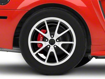 Deep Dish FR500 Style Gloss Black Machined Wheel; Rear Only; 17x10.5; 27mm Offset (99-04 Mustang)