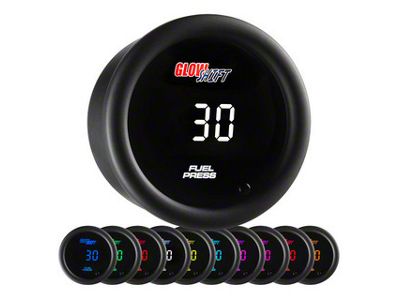 Digital 30 PSI Fuel Pressure Gauge; Black 10 Color (Universal; Some Adaptation May Be Required)