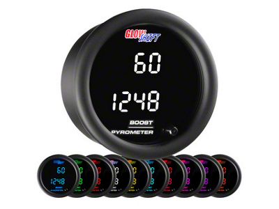 Digital Dual 60 PSI Boost and Pyrometer EGT Gauge; Black 10 Color (Universal; Some Adaptation May Be Required)
