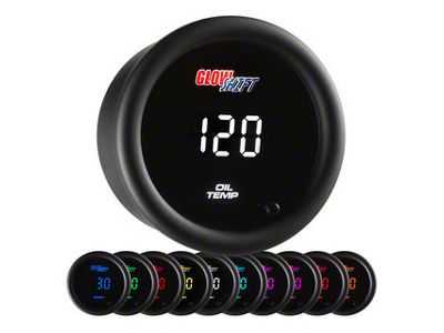 Digital Oil Temperature Gauge; Black 10 Color (Universal; Some Adaptation May Be Required)