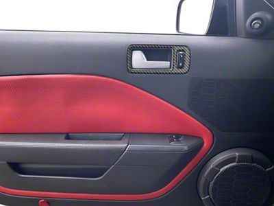 Door Handle Surround Accent Trim; Domed Carbon Fiber (05-09 Mustang)