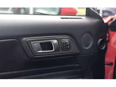 Door Handle Surround Accent Trim; Raw Carbon Fiber (15-23 Mustang Convertible)