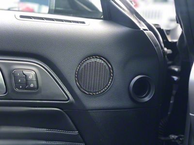 Door Speaker Ring Accent Trim; Domed Carbon Fiber (15-23 Mustang)