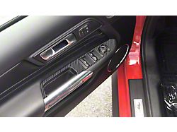 Door Switch Panel Accent Trim; Raw Carbon Fiber (15-23 Mustang)